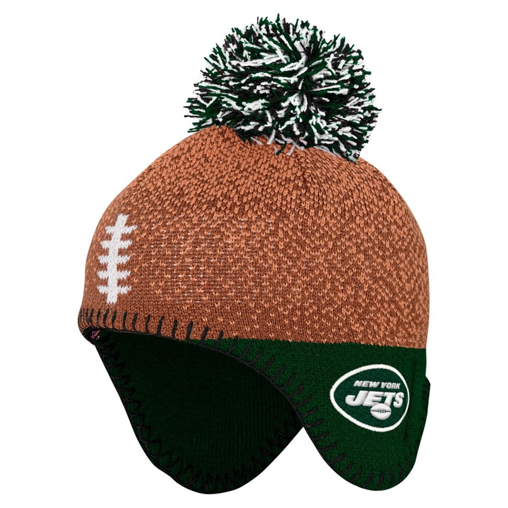 Infant New York Jets Football Head Knit Hat with Pom